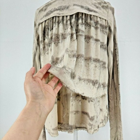 XCVI Womens Size XS Asymmetrical Zip Tie Dye Jacket Cardigan Hi Low Raw Hem Gray - Picture 5 of 9